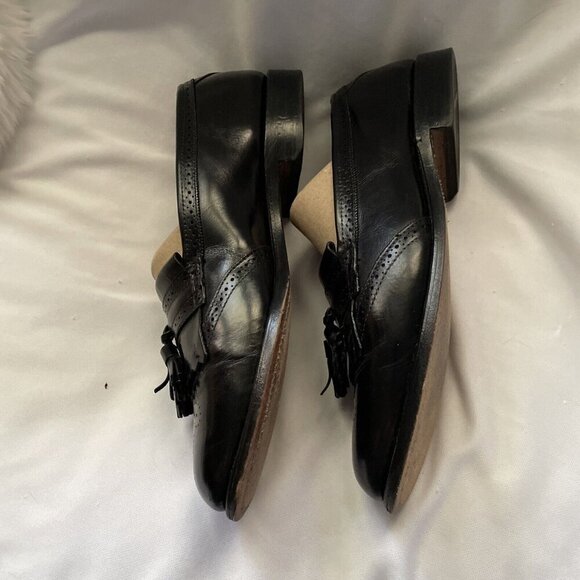 Allen Edmonds 10.5 W Bridgeton Black Leather Fringe Tassels Slip On Loafers USA - Picture 4 of 13